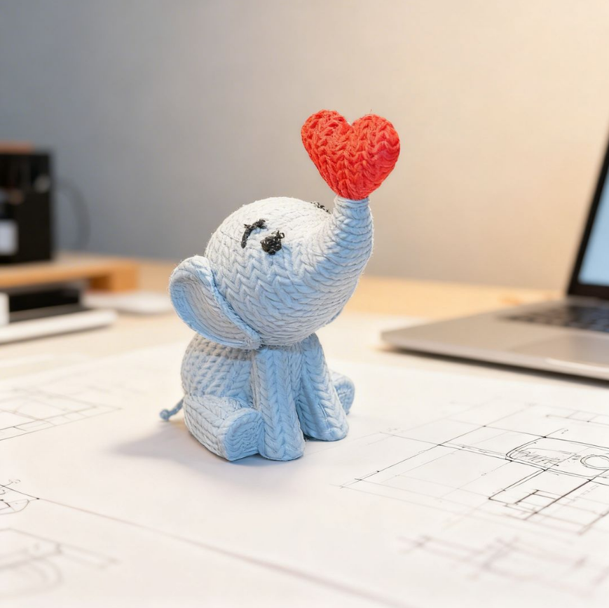 Souvenir Elefante Estilo Crochet - Infinity Lab 3D